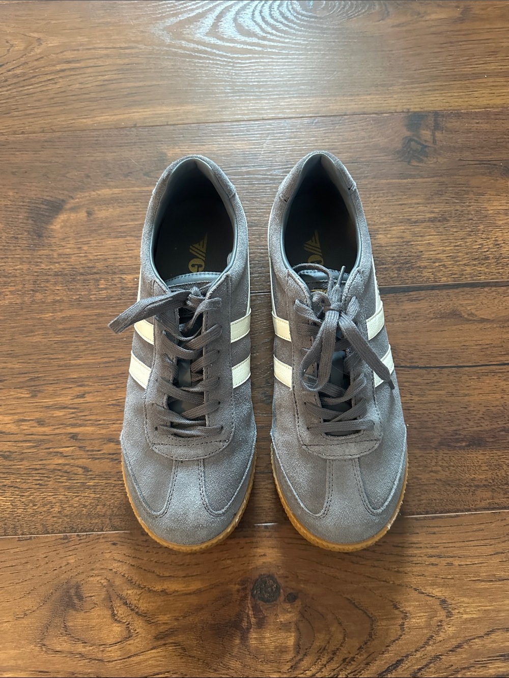 Gola Gray Suede Sneakers with Cream Stripes